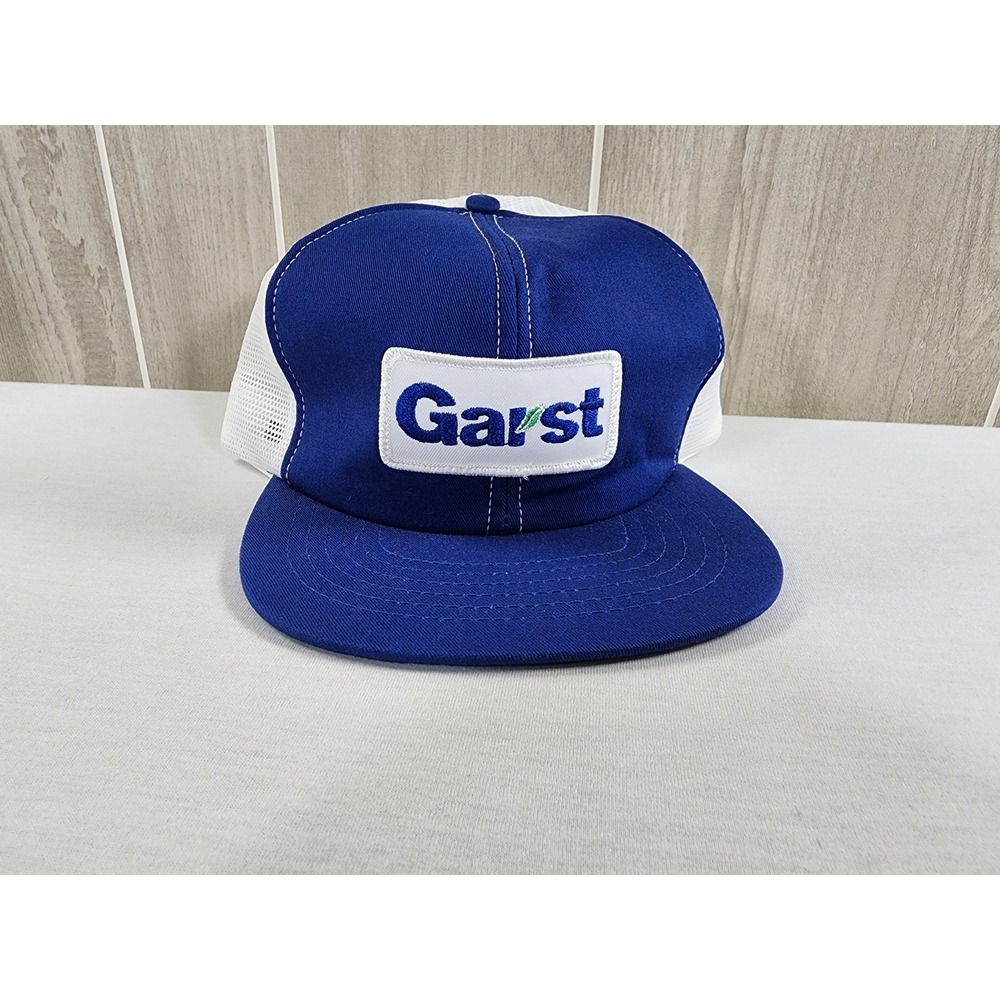 Garst Trucker Hat Mens OSFA Blue White Vintage Agriculture Seed Patch Snapback